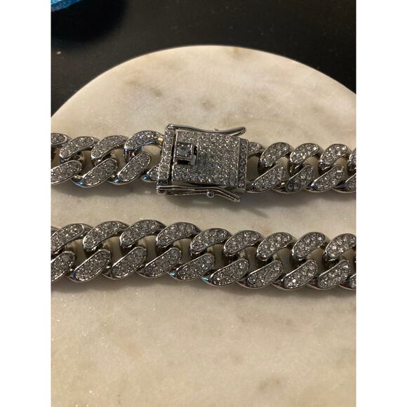 mens cuban link chunky bling chain necklace iced out hip-hop 18” - Picture 3 of 3